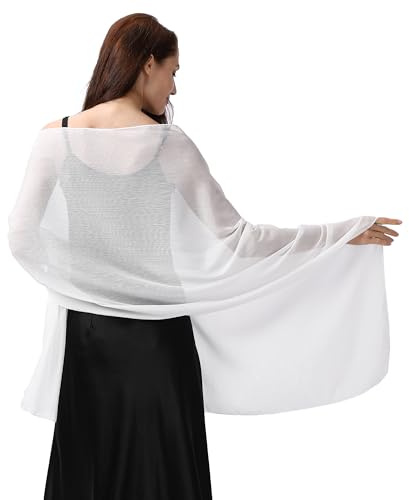 Ladiery Abend-Stola und Tücher für Abendkleider, Weicher Transparenter Krepp-Stola mit Schimmer, Braut-Tuch Elegante Damen Schals