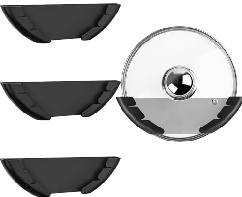 BIZOI Rejilla para Tapa de Olla Autoadhesivo, 3 Piezas Estante de Tapa de Olla Pared, Organizador de Tapas de Pared Autoadhesivo para Cocina, Almacenamiento de Tapas de Ollas, Puerta de Gabinete