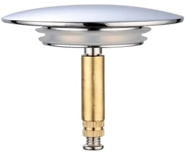 1 Stück langlebiger Pop-Up-Ablaufstopfen, nur Badewannenstöpsel, Flache Dichtung, Messing-Badewannenstöpsel, verstellbar, 70 mm, Badewannen-Ablauffilter, Silber, 55,65 mm