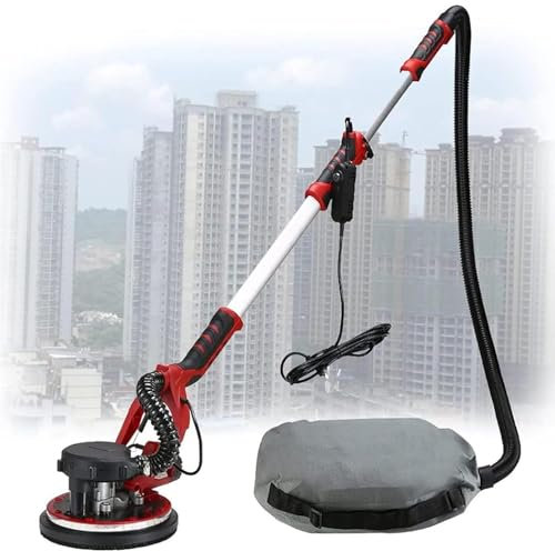 Electric Drywall Sander 225mm with LED Strip Lighting, Dust Bags, Sandpaper, 6 Adjustable Speeds, 360° No Dead Angle for Popcorn Ceiling Repair