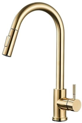Küchenarmatur, gebürstet, goldfarben, ausziehbar, Einhebelmischer, 360° drehbar, moderne Spültisch-Duscharmatur, Typ A, Schwarz-Gold-Finish, stilvolles und funktionales Küchen-Upgrade