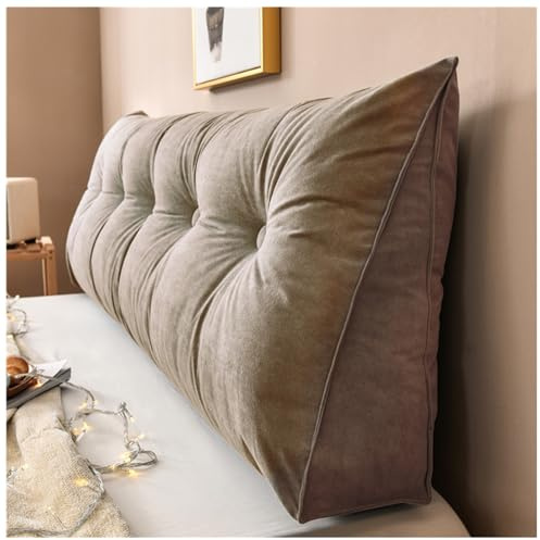 LHOHSRV Coussin de Dossier Triangulaire, Coussin de Lecture de positionnement Amovible, Coussin de Soutien Lombaire - 8 Tailles (60-200 cm) & 8 Couleurs - pour Canapé, Lit (Coffee,60x20x50cm)