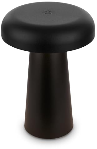 BRILONER - LED Tischlampe kabellos IP44 mit Touch, dimmbar, warmweißes Licht, Akku Tischleuchte, Nachttischlampe, Leselampe, LED Lampe, Outdoor, Touchlampe, Tischlampe Akku, 12x17 cm, Schwarz
