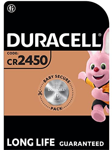 Duracell 2450 Pilas de botón de litio 3V (pack de 1) - Larga duración garantizada - Para llaves de control remoto y dispositivos domésticos - Embalaje Baby Secure - Garantía de 10 años en su embalaje