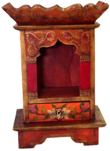 Altar – bordaltar – med låda – av trä – handgjorda i antik stil – 36 x 22 cm