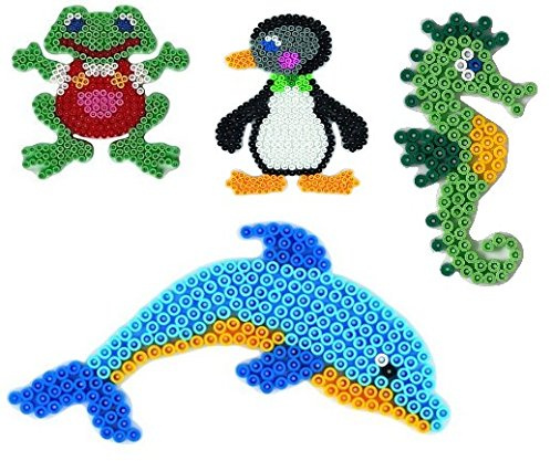Hama Midi Stiftplatten Set 24 - Wassertiere Set - Seepferd,Pinguin,Delphin,Frosch
