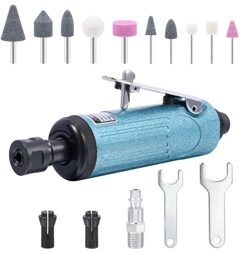 15-Piece Air Die Grinder Kit in Blue 1/4 1/8 Air Compressor Tool Kit Set with Case and 10 Grinding Stone bits