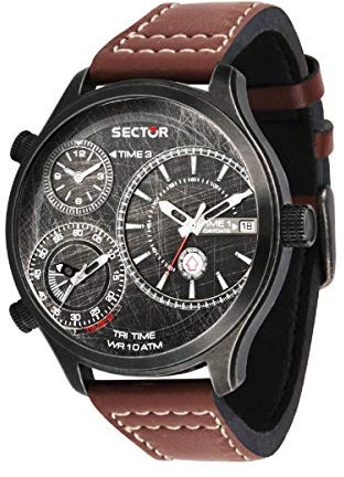 Sector Orologio da Uomo, Collezione Sector Traveller, Movimento al Quarzo, Multifunzione, in Pelle, R3251504003