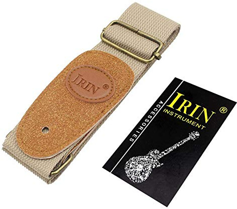 Gitarrengurt, Bequem Dauerhaft Verstellbar Baumwollgewebt Gitarrenriemen für Klassische und Folk Gitarren, für Anfänger Profis Bühnenauftritte Proben (Beige)