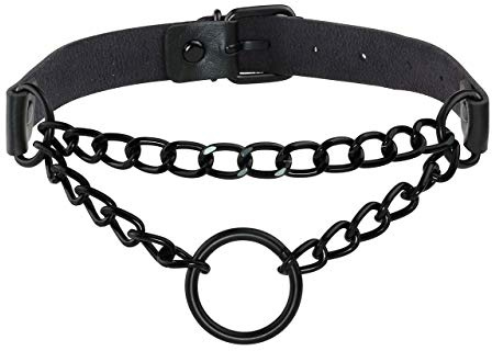 Manfnee PU Leder Choker Punk Goth Emo Circle Kette Choker Halsband Halskette für Frauen Männer verstellbar