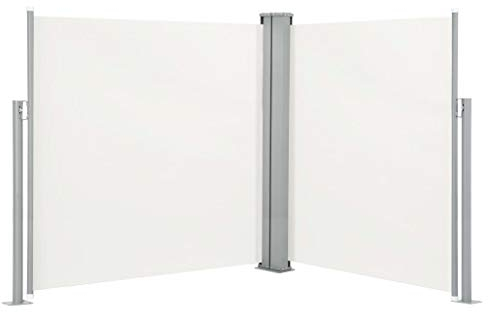 Tidyard Doppel Ausziehbare Seitenmarkise Balkonsichtschutz Windschutz Sonnenschutz für Garten Balkon Terrasse, Reißfest Wasserdicht, 170 x 600 cm Creme