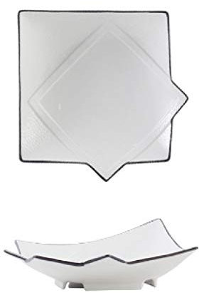 Plato en forma de personalidad plato blanco creativo plato de cena irregular plato hondo europeo de cerámica para el hogar-Plato pequeño cuadrado de oro y jade