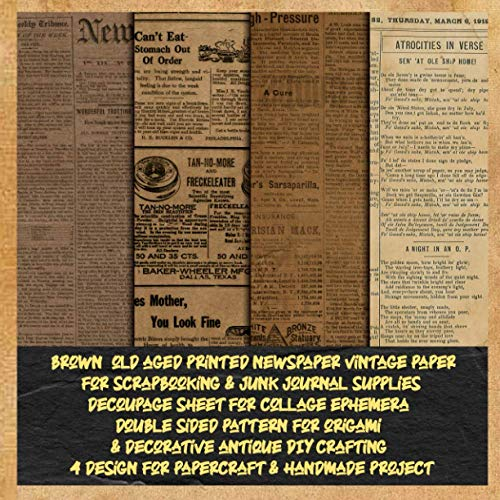 brown old aged printed newspaper vintage paper for scrapbooking & junk journal supplies decoupage sheet for collage ephemera double sided pattern for ... & handmade project: scrap booking lover