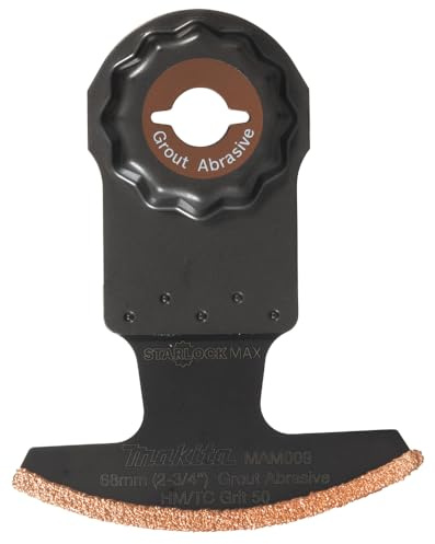 Makita B-66494 Starlock Max HM/TC Segmentsägeblatt 68 mm MAM009 Grout Abrasive, Körnung 50, für Mörtel, Faserzement, Fiberglas, Epoxid, für Multitool, Multifunktionswerkzeug, 1 Stück