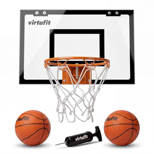 Pro mini basketballbrett – Basketballkorb - Korbanlage Indoor Outdoor für Kinder & Jugendliche – 45 x 30 cm- Kleiner Indoor Basketball Reifen für Tür Metallrand - 2 Bälle und Pumpe - Schwarz