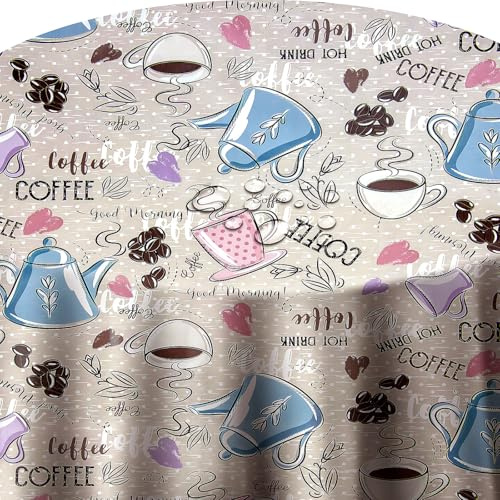 Wachstuch Wachstischdecke Tischdecke Gartentischdecke Farbe und Größe wählbar Good Morning Kaffee Oval 130 x 180 cm abwaschbare Wachstuchtischdecke