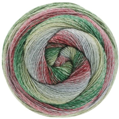 LANA GROSSA Gomitolo Versione | Dochtgarn mit Farbverlauf | Handstrickgarn aus 60% Schurwolle & 40% Polyacryl | 200g Wolle zum Stricken & Häkeln | 700m Garn