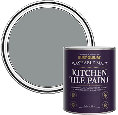 Rust-Oleum Peinture Grise Résistante à l'eau pour Faïence de Cuisine, Finition Mate - Anthracite 750ml
