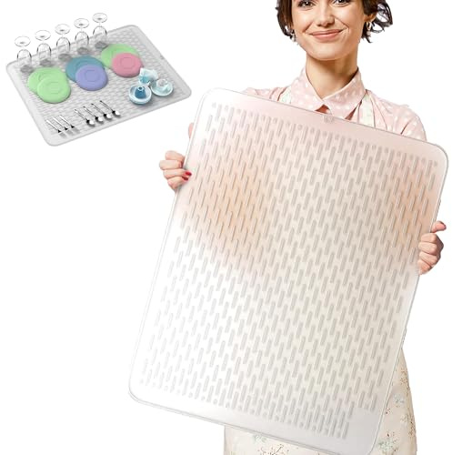 MonsterMat Extra große (76,2 x 61 cm) robuste Silikon-Abtropfmatte für Küchentheken (transparent, XL – 76,2 x 61 cm)