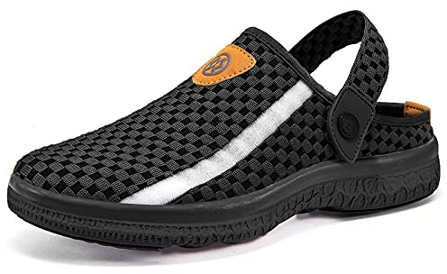Träskor Sabot Män Kvinnor Strand Trädgård Tofflor Elastiska Mesh Clogs Skor Sommar Halkfria Sandaler Platt Tofflor, Svart, 47 EU