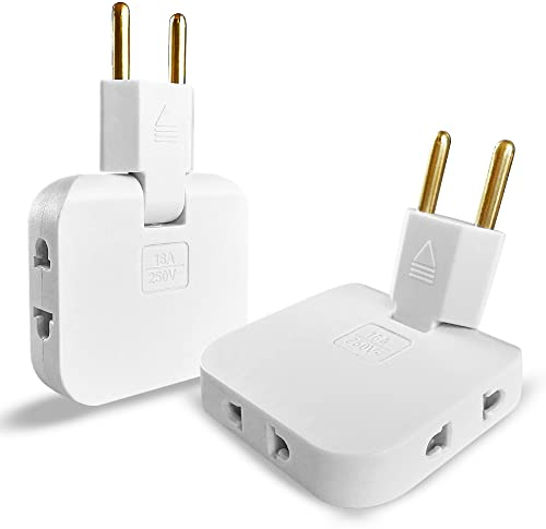 2x Multiprise Plate Derriere Meuble avec 3 Prises | Prise Plate avec Connexion Pivotante 180º | Multiprise Murale avec Adaptateur EU-US | Prise Multiple 16A/250V | Multiprise Extra Plate | Multiprises