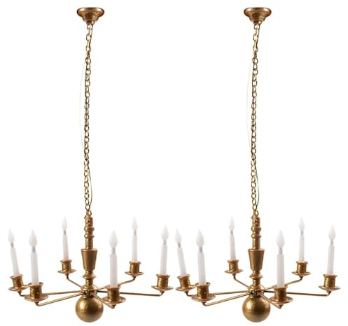 Healvian Miniature Model Chandelier 5.26 Inch Functional Hanging Ceiling Lamp for Dollhouse Bedroom Small DIY Lights Sand Table Accessories