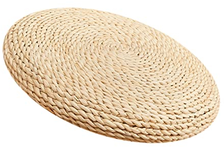 CAXUSD Handmade Straw Braid Cushion for Yoga Meditation Natural Cotton Filling Lightweight Tatami Floor Pillow for Living Guestroom and Dining
