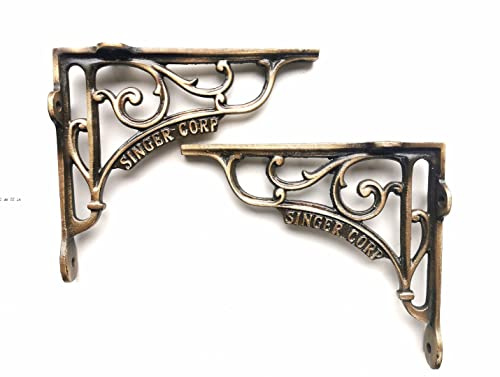 BRASS & METAL Singer Corp Regalhalterungen im Vintage-Stil, Messing antik, 12,7 x 12,7 cm, 1 Paar