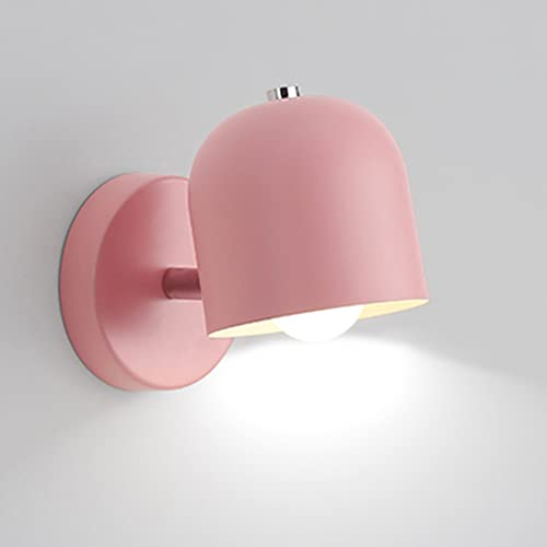 LED kreative Wandlampe kinderzimmer,Wandleuchte Innen Modern Schlafzimmer,E27 Verstellbar Metallkopf Kinder Nachttischlampe,Nordischer Stil Wohnzimmer Bettlampe,für Küche ,Weiß rosa gelb grau (rosa)