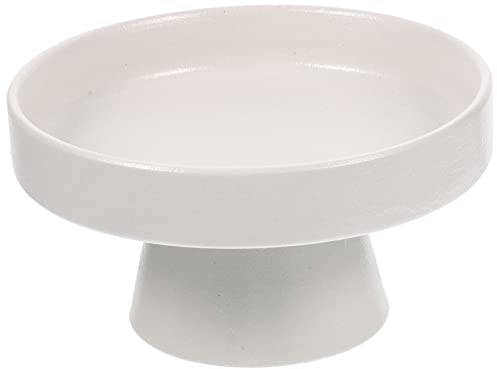Luxshiny Ceramic Footed Bowl Footed Bowl Fruit Serving Tray Ceramic Fruit Decorative Pedestal Vintage Round Holder Dessert Display Stand for Kitchen Counter Centerpiece White