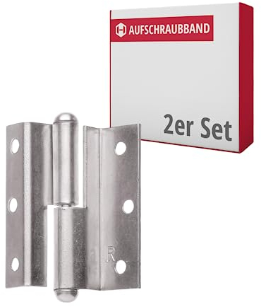 Gedotec Zimmertür-Scharnier gekröpft Türband Metall Möbel-Scharnier für Türen - H1919 | Kröpfung D 7,5 mm | Länge 50 mm | Stahl vernickelt matt | DIN Rechts | 2 Stück - Winkelband zum Schrauben