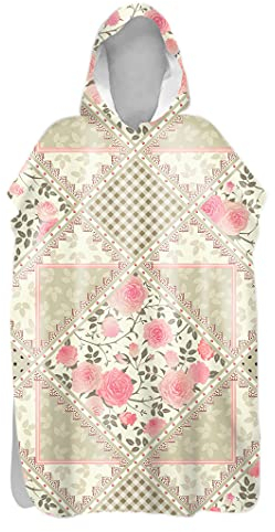 Highdi Handtuch Surf Poncho mit Kapuze Erwachsene für Damen Herren Teenager, Badeponcho Handtuch Poncho aus Mikrofaser auch als Umkleidehilfe Strand (75x145cm,Pinke Rose)