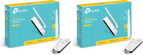 TP-Link TL-WN722N High Gain WLAN USB Adapter (WPS, kompatibel mit Raspberry Pi, Windows 10/8.x/7/XP, Mac OS 10.9~10.13) weiß/schwarz (Packung mit 2)