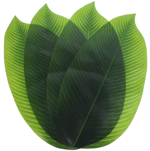 HOMSFOU 4 Pièces Feuilles simulées décoration de Table Fausses Feuilles Tropicales Sets de Table en Ornement Sets de e en Forme de Feuille de fête Luau