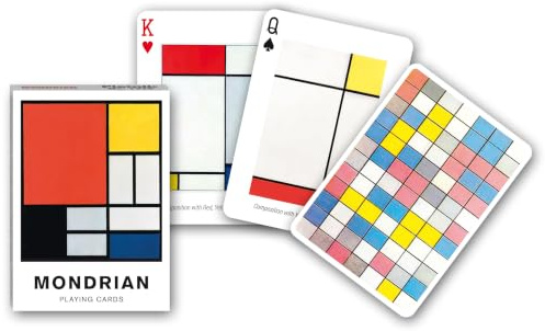 Piatnik 171017 Kartenspiel Mondrian-55 Blatt, Primary Colors and Black, White, Possibly Gray