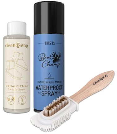 cleangang Schuhpflegeset für Rauleder - Imprägnierspray + Reiniger + Nubuk- & Wildleder-Reinigungsbürste