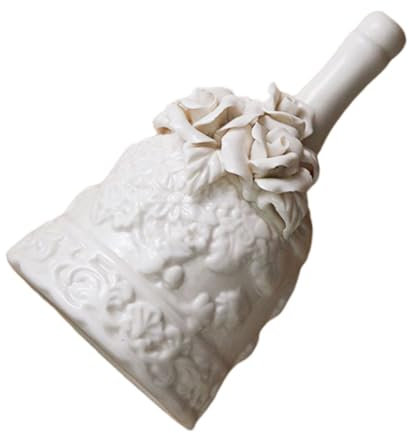 Cabilock Geschnitzte Handglocke Retro-rufglocke Hochzeitsglocke Empfangsglocke Service-handglocke Aus Keramik Weiß