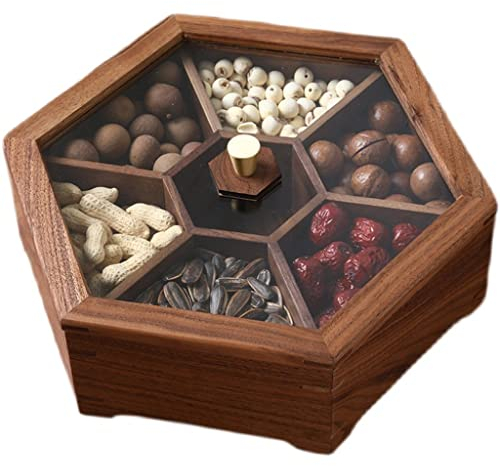 Fruteros Caja De Frutos Secos De Nogal Negro Sala De Estar Del Hogar Con Compartimento Para Tapa Caja Grande De Nueces De Madera Maciza Caja De Refrigerios Caja De Dulces (Natural 30 * 30 * 10 Cm) (N