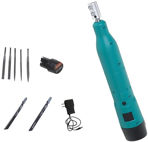 Luminexia Juego de limas y Escofinas,Lima de Acero Eléctrico,Juego de limas de Aguja,Lima y Sierra Recíproca de Iones de Litio de 12 V,para Metal/Madera/tubería/PVC/Corte de Acero