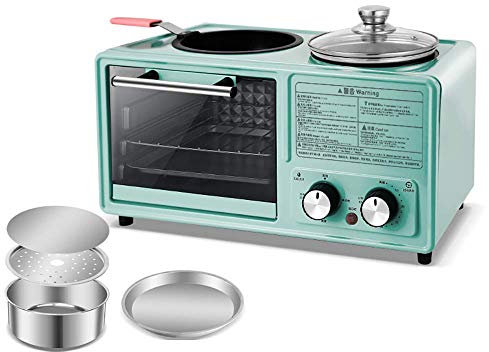 Máquina de desayuno multifuncional Máquina de desayuno multifuncional para el hogar Cuatro en Uno Aparato eléctrico automático para asar frito Antiadherente Fácil de limpiar, Blanco, B (Azul B)