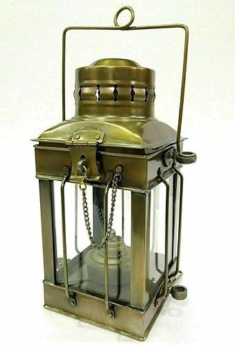 Lanterna Ottone Lampada Nave Olio Nautico Marittimo Barca Luce Antico Vintage Ancora