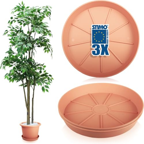 Stimo 3X Untersetzer für Blumentöpfe Ø 30 cm Terracotta Kunststoff Blumentopfuntersetzer (Terrakotta)