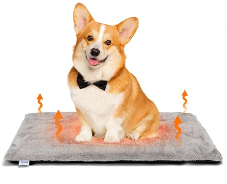 Nobleza Selbstheizende Hundematte für Hunde & Katzen, Haustiere Wärmematte Winter, Hundekissen für Hundebetten aus Verdicktem Memory-Schaumstoff, Mit Waschbarem, Weichem Plüschbezug, Grau, 76x48x4 cm