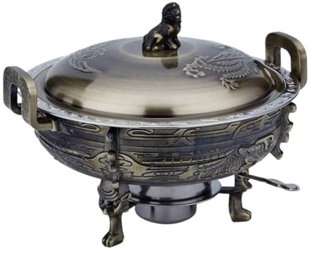 Cinese Pentola Calda Boccetta per Pentola Calda in Rame Goffrato Antico in Stile Cinese Shabu Shabu Hot Pot Pentola (Color : Bronze, Size : 27 * 17cm)