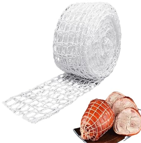 HDGSAFD 1 rouleau (5 mètres) de filet de cuisson pour viande de porc grillée, sac en filet pour aliments cuits, filet en coton pour barbecue, rouleau de filet de viande cuite, ficelle de nouage pour