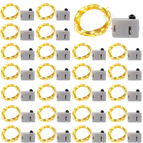 GOEDCH Cadena de Luces con Pilas: 25 Piezas 2M 20 LEDs Alambre de Cobre Guirnaldas Luces Impermeable, Guirnalda Luminosa Decoración para Interior, Exterior, Boda, Fiesta de Navidad (Blanco Cálido)