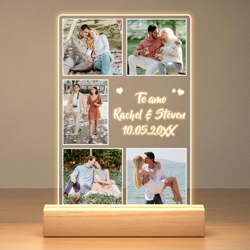 Jkolalin Lampara Personalizada con Foto, Marco de Fotos Personalizado, Cuadro Personalizado con Foto, Fotos Personalizadas Regalo, Regalos Originales para Mujer Hombre