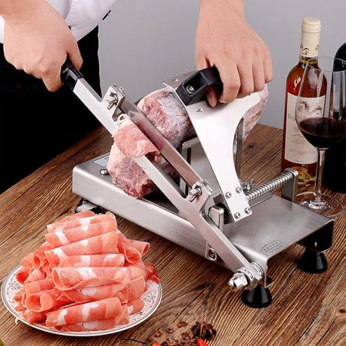 YJFEDCC Mutton Slicer, Thin Slice Fat Beef Slicer, Mutton Roll Slicer, Hot Pot Restaurant Fat Beef Roll, Manual Meat Slicer