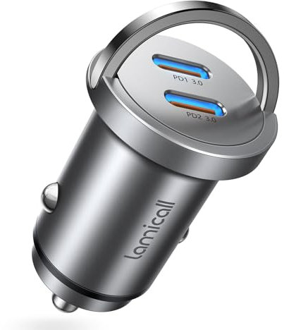 Lamicall 45W Zigarettenanzünder USB C Auto Ladegerät - [Super Mini Ganzmetall] 24V/12V USB Adapter Auto mit 45W USB C&USB A Schnellladegerät, PD&QC3.0 KFZ Autoladegerät für iPhone 17/16/15, Samsung