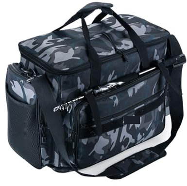 Rutentasche Outdoor-Angeltasche aus Oxford-Gewebe, wasserdicht, großes Fassungsvermögen, multifunktionale Angelausrüstung Rutentaschen(L Grey 45x25x38cm)